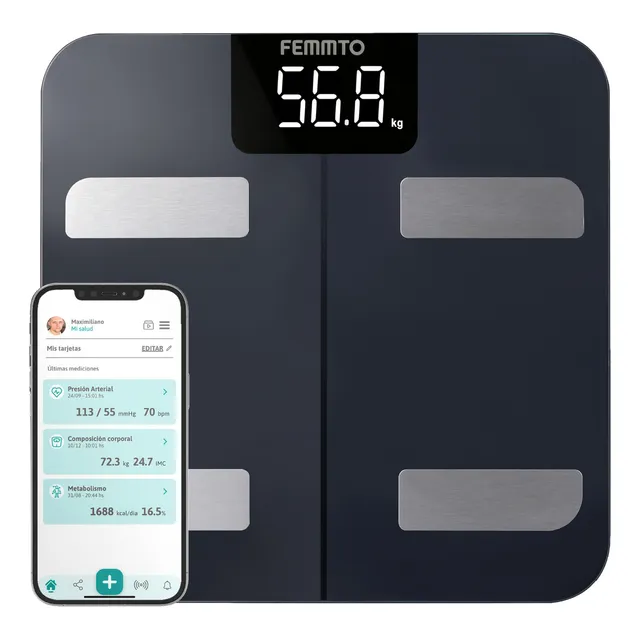 Bascula Personal Inteligente Bluetooth Balanza Digital De Peso Pesar Personas Femmto