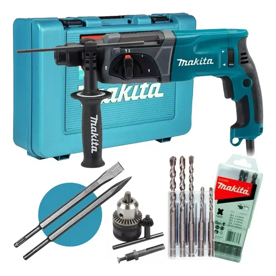 Martelete Combinado Sds Plus Hr2470 800w Makita Kit Completo