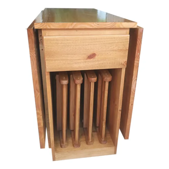 Mesa Libro Plegables Dos Alas Laqueado Mas 4 Sillas