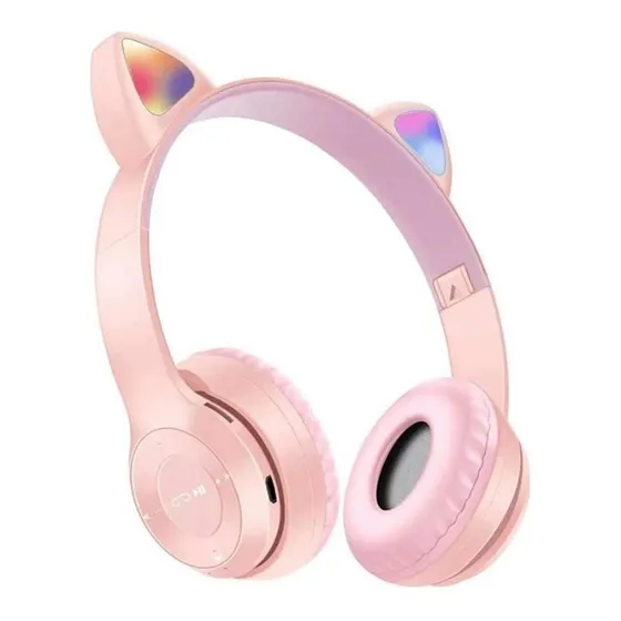 Fone De Ouvido Orelha Gatinho Headphone Gamer Infantil Led