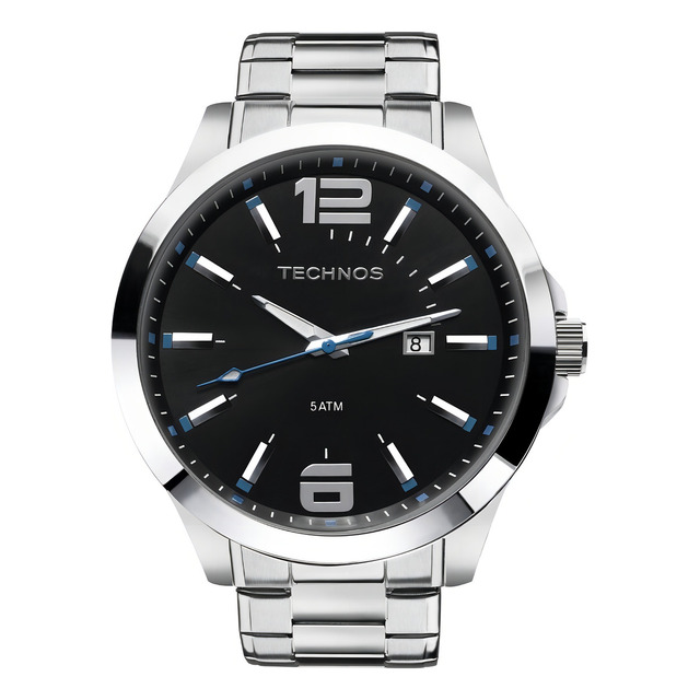 Relógio Technos Masculino 2115gu/1a Detalhe Azul Ou Vermelho Cor Da Correia Prata Cor Do B... Relógio Technos Masculino 2115gu/1a Detalhe Azul Ou Vermelho Cor Da Correia Prata Cor Do B...