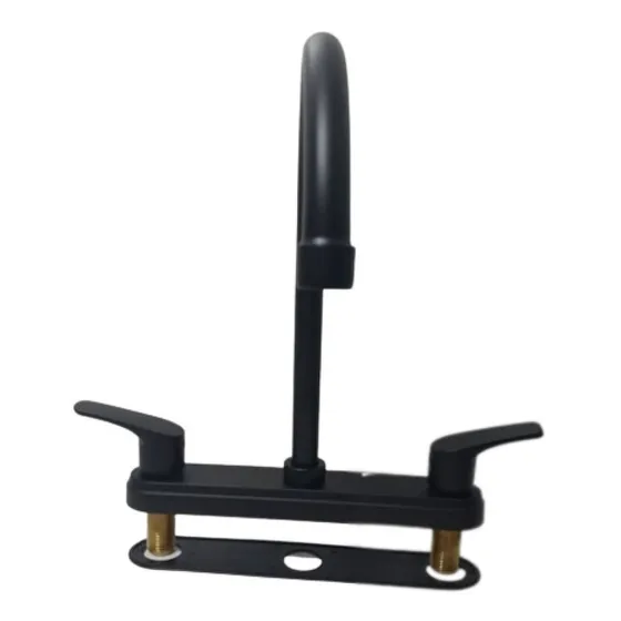 Llave Para Fregadero Cuello Cisne Doble Pomo Negro Mate Gs