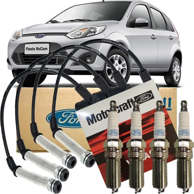 Kit Cabos E Velas Motorcraft Ford Fiesta 1.6 Flex Zetec Rocam 2008 2009 2010 2011 2012 2103 2014 Class Se Trail First