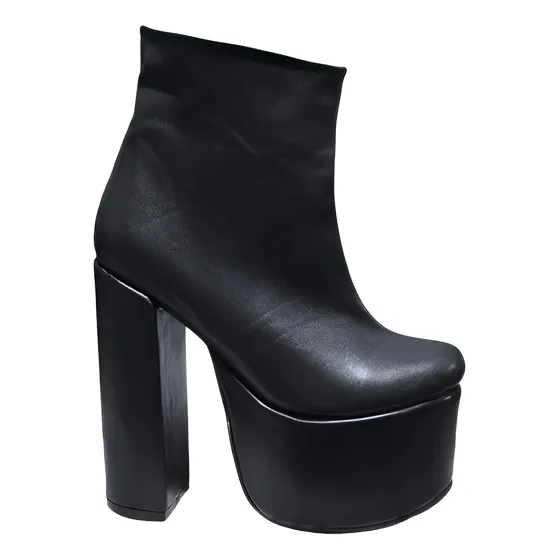 Bota Negra Botineta Plataforma Taco Alto Zapatos Invierno