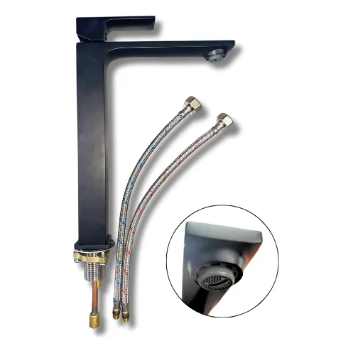 Llave Lavamanos Monomando Quadra Black Mate Alto F.p