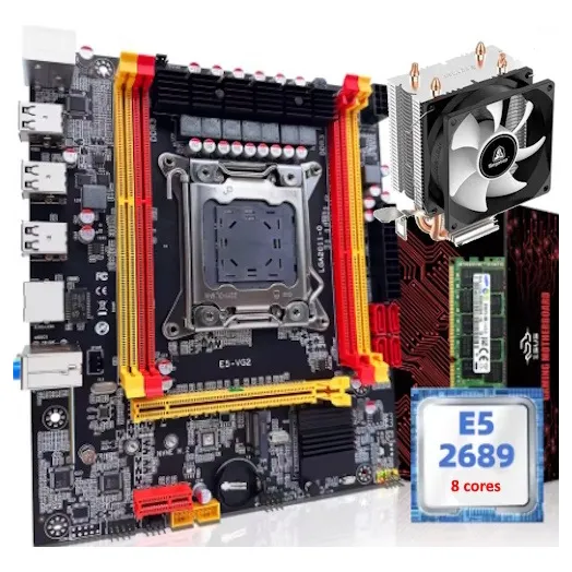 Kit Placa Mãe Intel Xeon E5-2689 8 Nucleos 16 Gb + Cooler