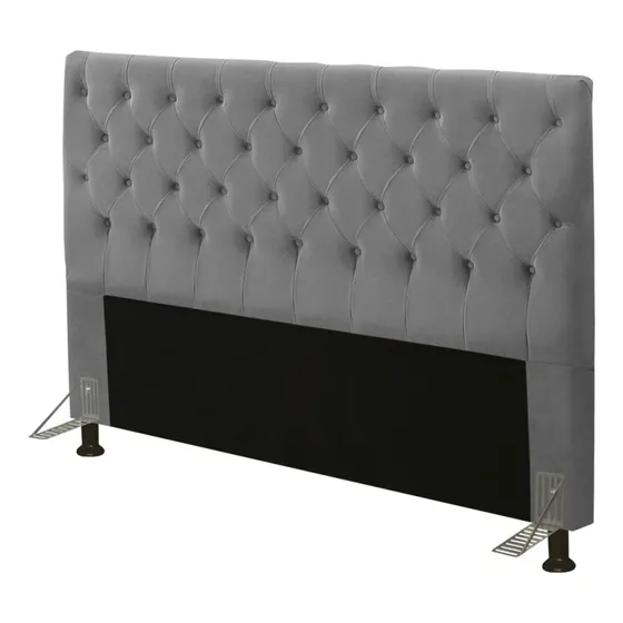 Cabeceira Cama Box Casal 140 Cm Normal Cristal Suede Cinza
