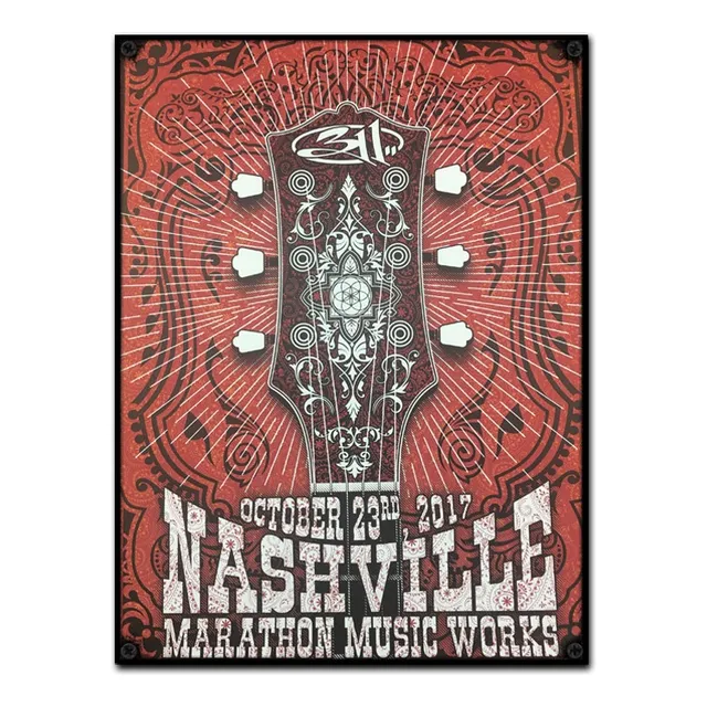#513 - Cuadro Vintage 30 X 40 - Nashville Rock Guitarra