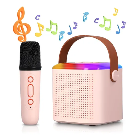 Mini Parlante Altavoces Música Y Karaoke Micrófono Luz Rgb ©