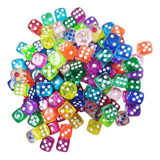 Juego De Dados Transparentes 100x Multicolor Esquina Redonda Juego De Dados Transparentes 100x Multicolor Esquina Redonda