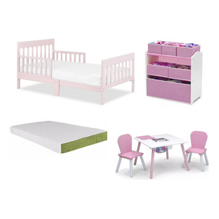 Set Cama Infantil Colchon Mesa Sillas Y Juguetero Para Niñas Set Cama Infantil Colchon Mesa Sillas Y Juguetero Para Niñas
