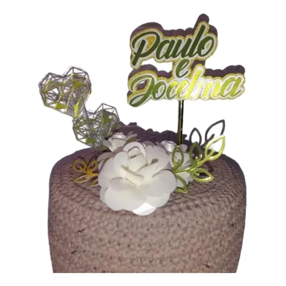 Kit Topper Topo De Bolo Casamento Casal Noivos Personalizado