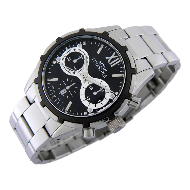 Reloj Montreal Mujer Ml703 Metálico Calendario Color de la malla Plateado Color del bisel Plateado Color del fondo Negro