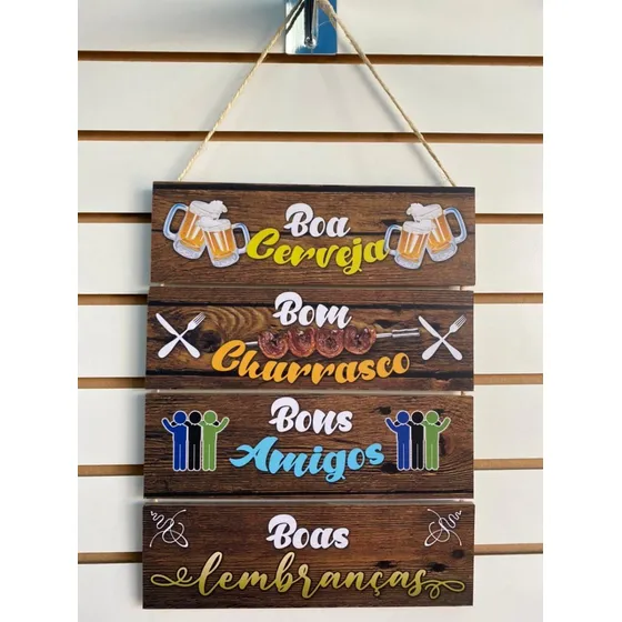 Quadro Corda 4 Placas - Cantinho Do Churrasco Churrasqueiro