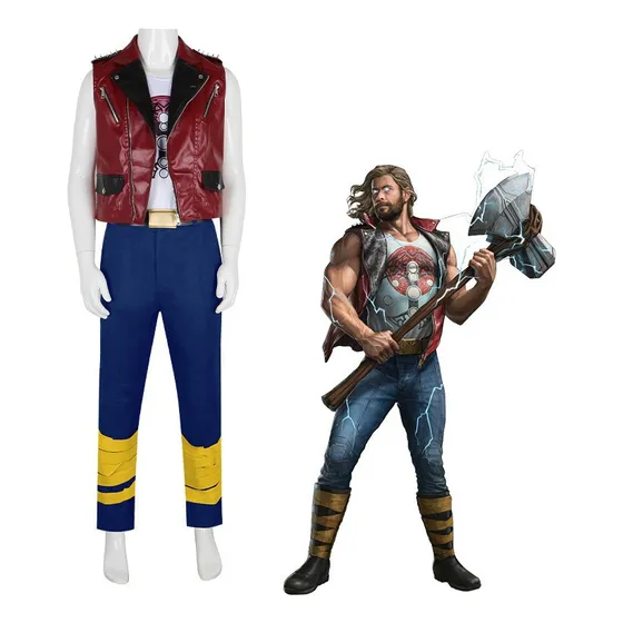 Thor4 Love And Thunder Cosplay Traje De Chaleco Rojo