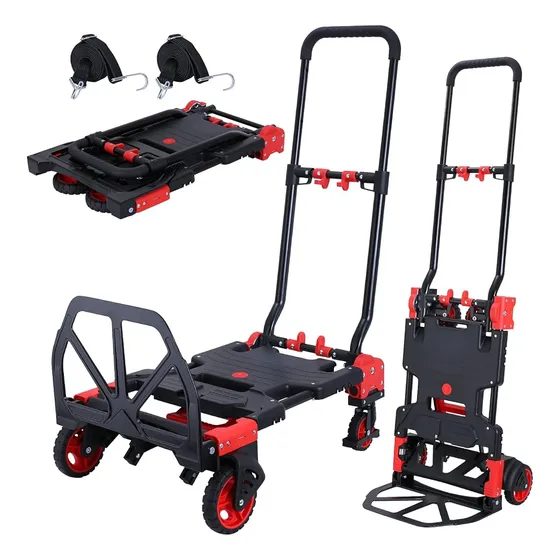 Carretilla Plegable 2 En 1 Carretilla De Mano 330lb Transpor