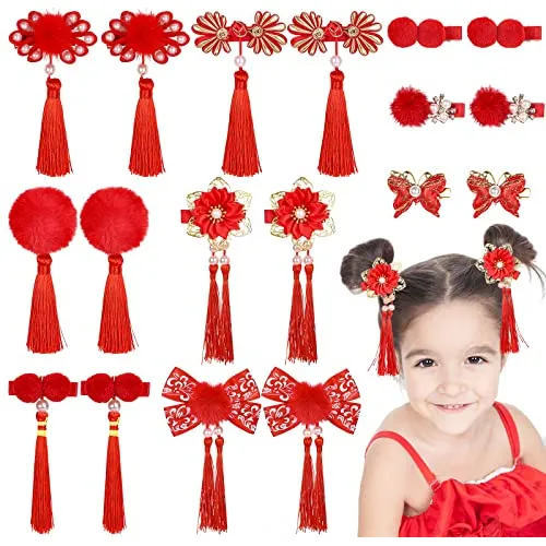 Whaline 9 Pares Chinese Nuevo Año Pelo Clip Bolas Kt67q
