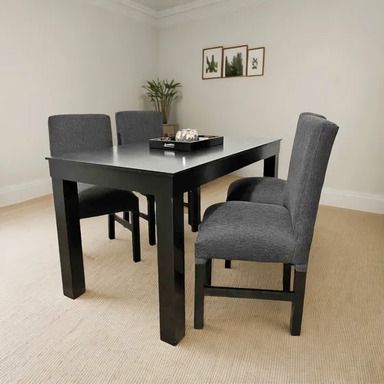 Mesa 120 Y 4 Sillas Laqueada Juego De Comedor