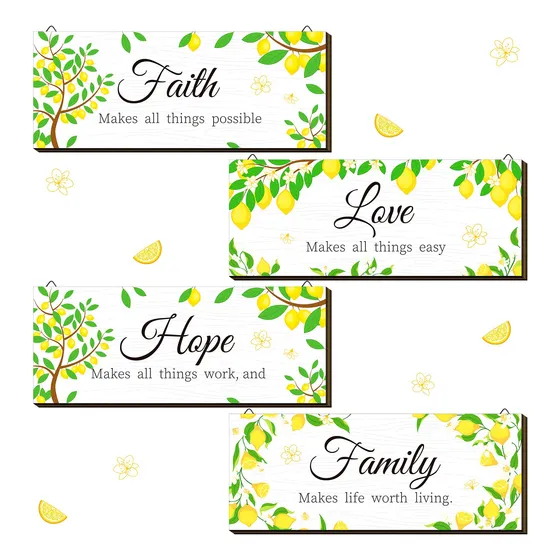 4 Pieza Letrero Pared Limon Decoracion Texto Ingl  Faith Al