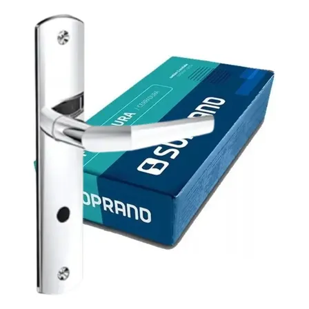 Fechadura Banheiro Alavanca Popline Cromado Soprano Prateado