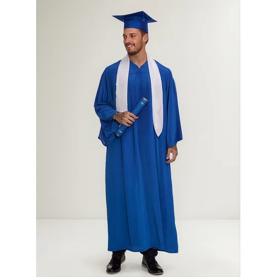 Beca De Formatura Azul Royal Com Faixa Branca