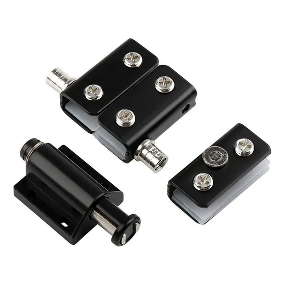 Bisagra Pivote Para Puerta Vidrio 1 Hoja + Retén Push Negro