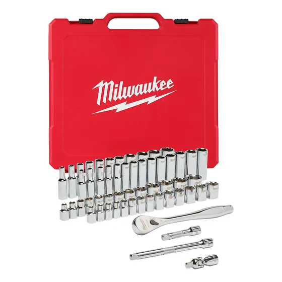 Autocle Juego De Dados Y Matraca Milwaukee 56pzs 48-22-9008 Color Rojo