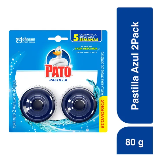 Pastillas Sanitarias de Inodoro Pato, Aroma Refrescante, Dura Hasta 5 Semanas, 2 Unidades de 40g