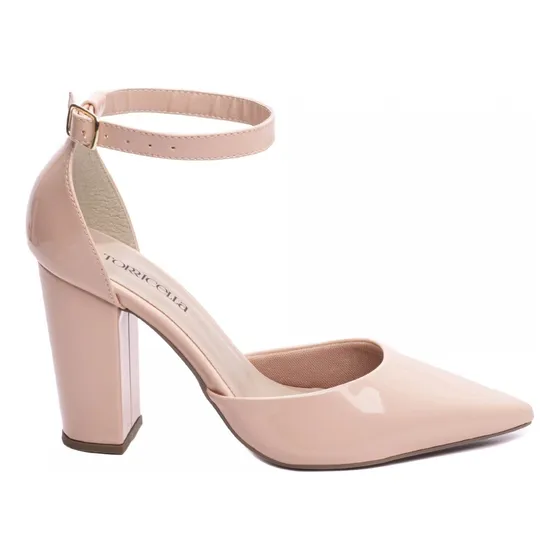Sapato Scarpin Feminin Salto Alto Grosso Saia E Blusa Cores