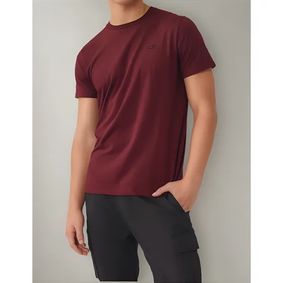 Camiseta Bordô Hollister 100% Algodão Masculina
