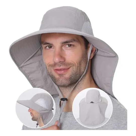 Sombrero Pava Safari  Solapa Cuello Ajustable Transpirabl Uv