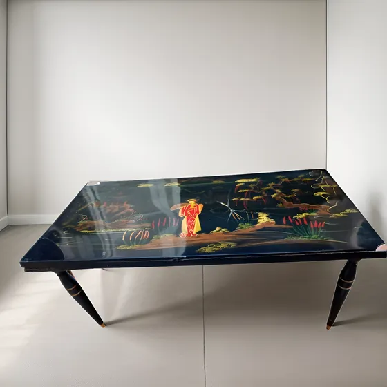 Mesa Oriental Com Pinturas Típicas Década De 50 Barato!