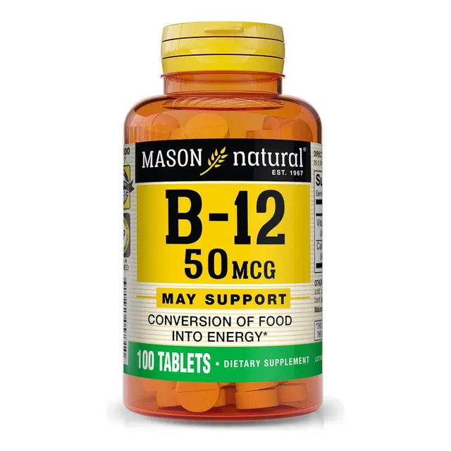 Vitamina B12 + Calcio 50mcg 100 Tabletas Premium Eg E59 Sabor Sin Sabor