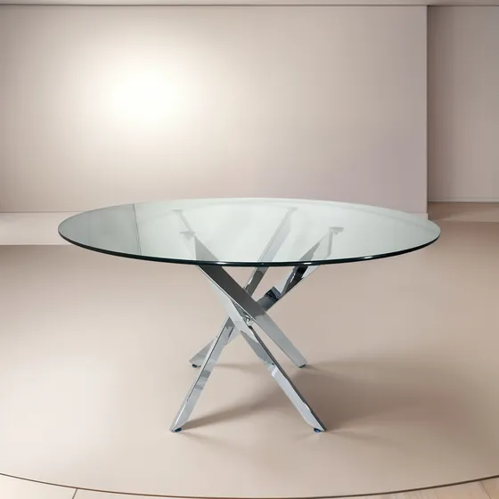 Mesa Redonda De Vidrio Comedor Living Infinity 130 Tisera