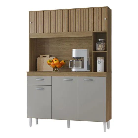 Kit Mueble Cocina Alacena Armario Kit 5 Puertas 1 Cajon Damasco Ripado Offwhite LG Amoblamientos