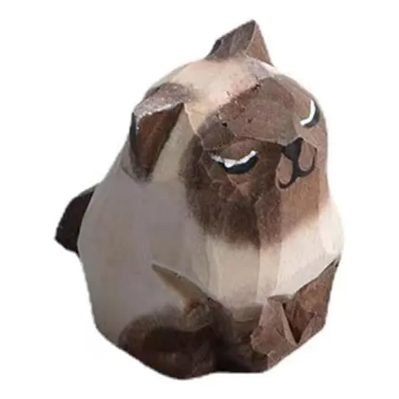 Escultura Gato De Madera, Little Xian Luo, Hecho A Mano, Peq