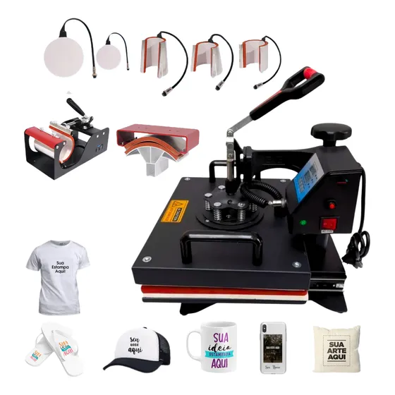 Prensa Térmica Sublimação Maquina De Estampar Camisa 10 Em 1
