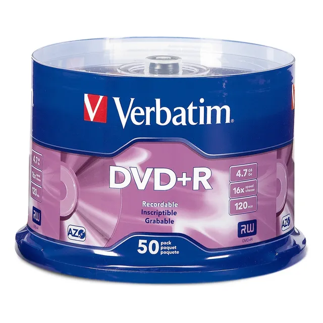 Disco Virgen Dvd-r Verbatim 120min 16x 4.7gb Torre 50 Piezas