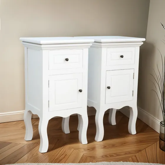 Set 2 Veladores Librero Parma Puerta + Cajon Blanco Itahome