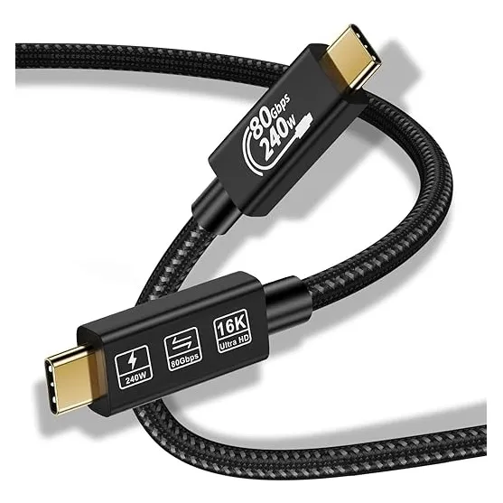 Cable Usb4 Tipo C Para Thunderbolt5/4 Y Usb4 80gbps 16k 240w