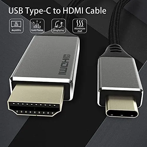 Cable Usb Hdmi Pie  ft Hz Tipo Para Oficina Casa Nailon
