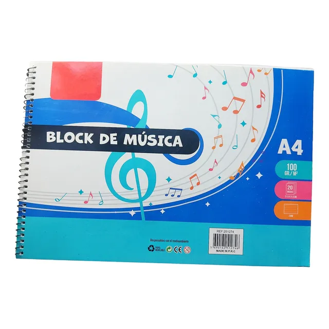 Cuaderno De Música A4 20 Hojas Composición Pentagrama 