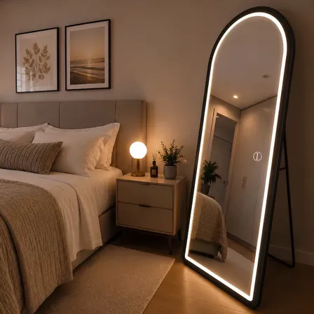 Espelho 3em1 Led 170x70 Corpo Inteiro Alumínio Grande Quarto Preto
