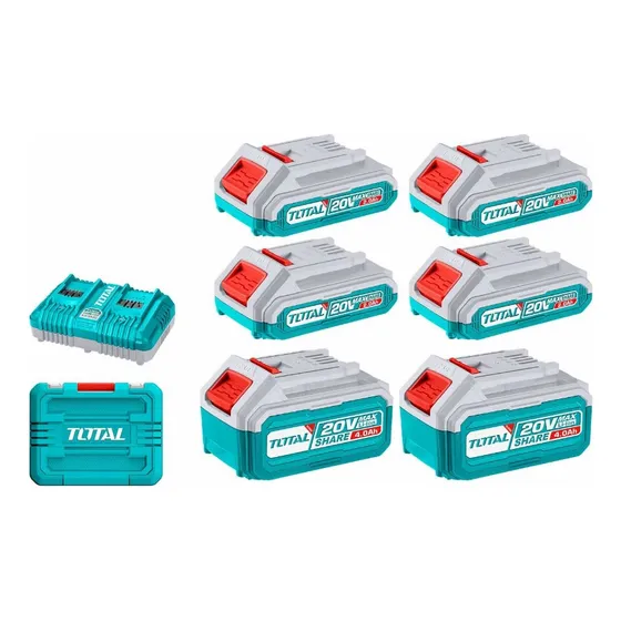 Pack De Baterías Y Cargador 7pcs Kit Total  20v Litio