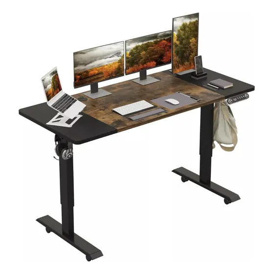 Escritorio Gamer Altura Ajustable Electrico Homer Design 140cm X 69cm X 60cm Marrón