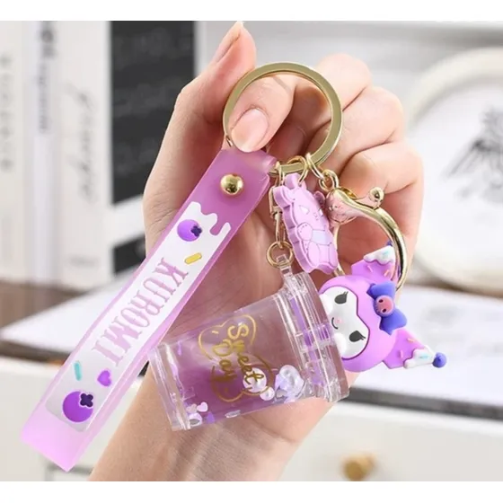 Llavero Kuromi/hello Kitty  En Acrilico Con Manilla Y Gancho