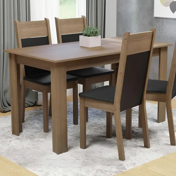 Juego De Comedor Madesa Ellen Con 4 Sillas Marrón Negro Color Marrón\u002FNegro Diseño de la tela de las sillas Liso | Cuotas sin interés