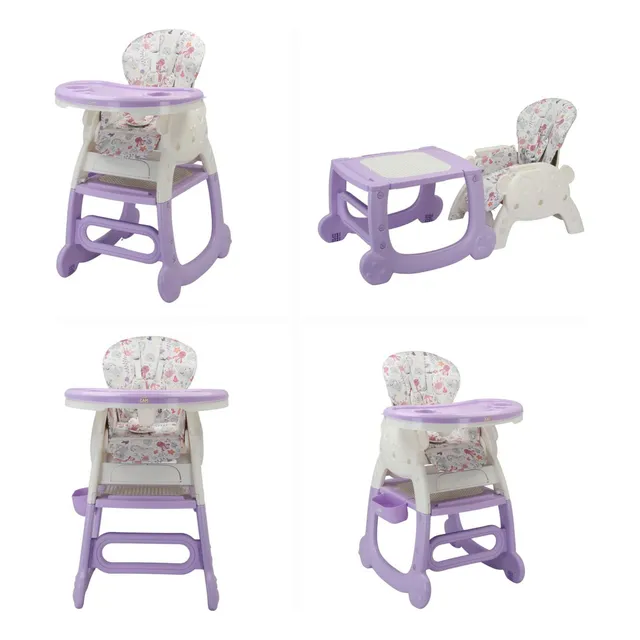 Silla De Comer Bebe 4 En 1 Mesa Escritorio Babycam Oxi Color Lila Camlux