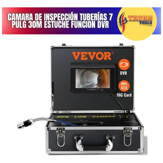 Camara De Inspección Tuberías 7 PuLG 30m Estuche Funcion Dvr