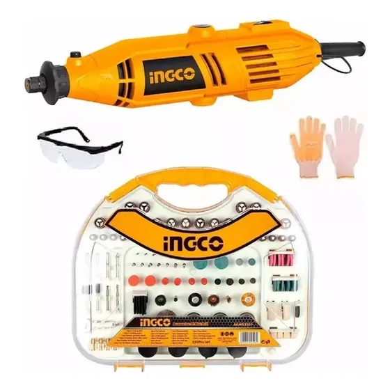 Kit Mini Torno Rectificadora Ingco 130w+ Accesorios + Valija